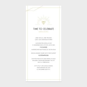 DIN Lang Einladungskarte mit goldenen Linien