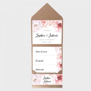 Pocketfolder Hochzeitseinladung mit Aquarellblumen