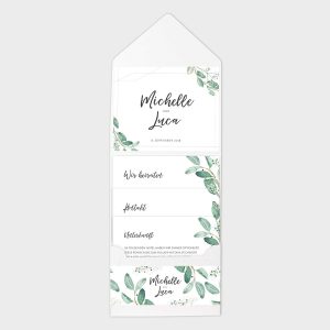 Pocketfolder Weiß Hochzeitseinladung mit Aquarell Eukalyptus