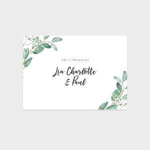Hochzeitseinladung im klassischen B6 Format mit Eukalyptus Aquarellmotiv
